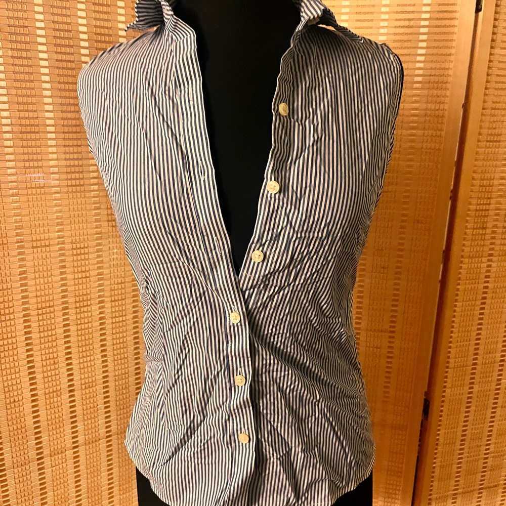 Banana Republic Blue and White Striped Shirt
